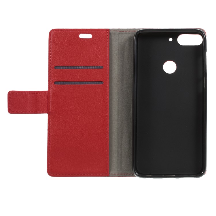 Wallet Stand Magnetic Flip Leather Phone Case for HTC Desire 12+ - Red-6