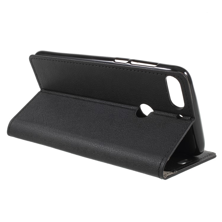 Wallet Stand Magnetic Flip Leather Phone Cover for HTC Desire 12+ - Black-5