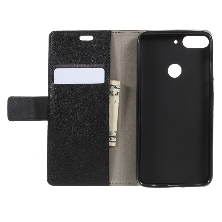 Wallet Stand Magnetic Flip Leather Phone Cover for HTC Desire 12+ - Black-6
