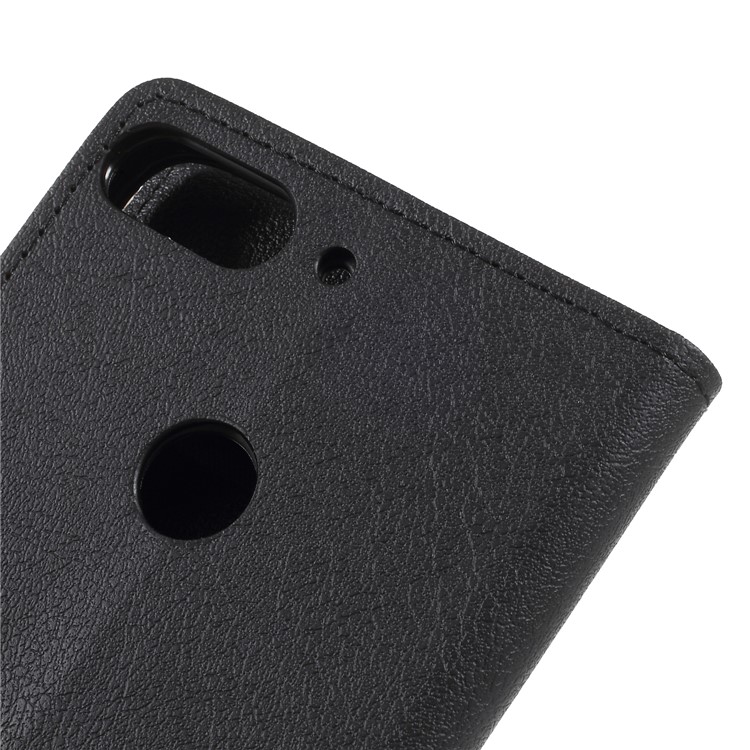 Wallet Stand Magnetic Flip Leather Phone Cover for HTC Desire 12+ - Black-8