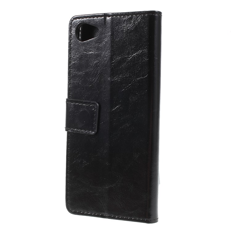 Crazy Horse PU Leather Magnetic Stand Wallet Cover for HTC Desire 12 - Black-2