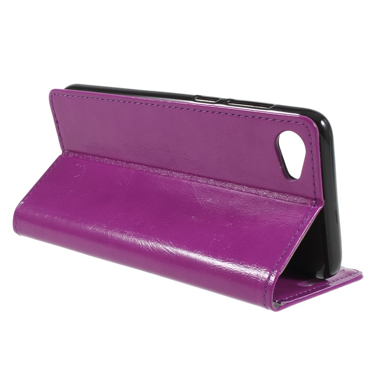 Crazy Horse PU Leather Magnetic Stand Wallet Cell Phone Case for HTC Desire 12 - Purple-5