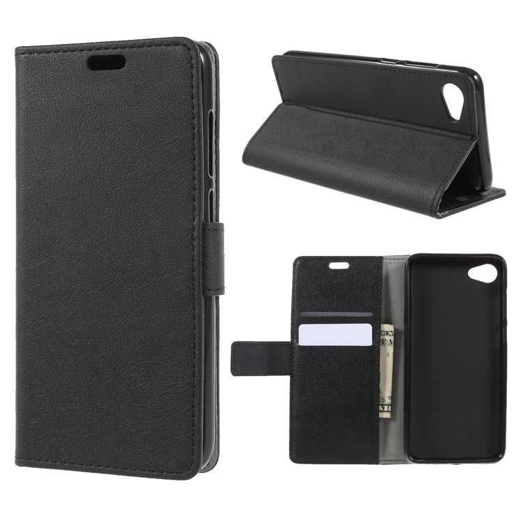 Wallet Stand Magnetic Flip Leather Phone Case for HTC Desire 12 - Black-1