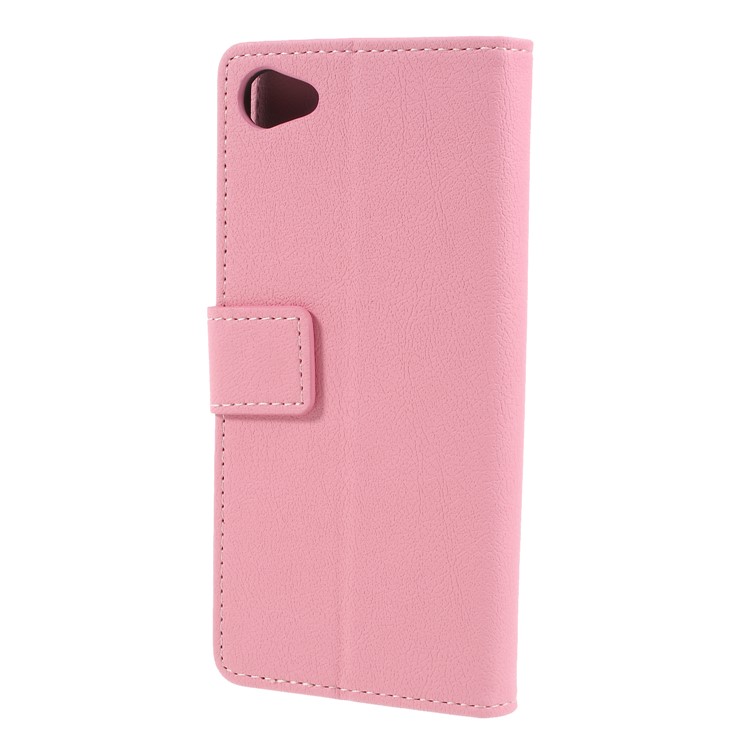 Wallet Stand Magnetic Flip Leather Phone Casing for HTC Desire 12 - Pink-2