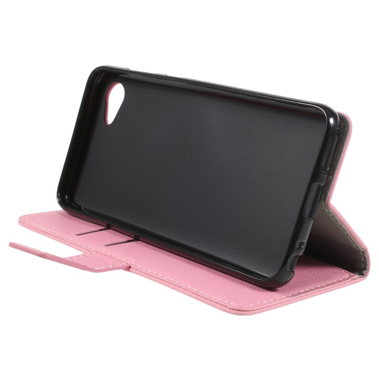 Wallet Stand Magnetic Flip Leather Phone Casing for HTC Desire 12 - Pink-4