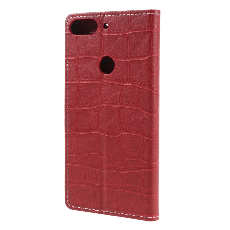 Crocodile Texture Vintage Leather Wallet Stand Phone Case for HTC Desire 12+ / 12 Plus - Red-2
