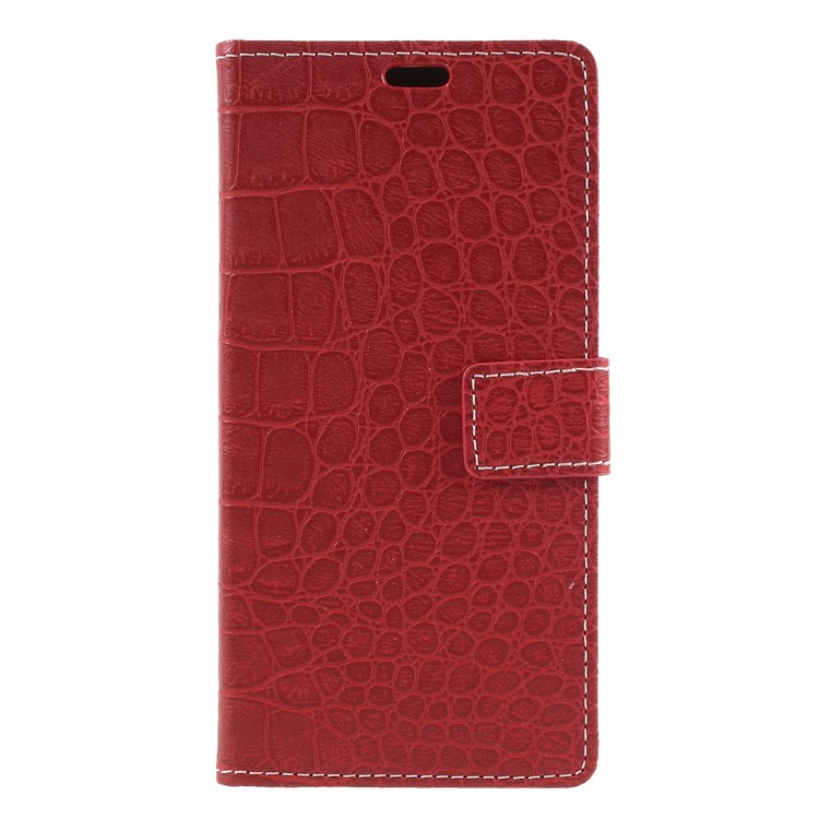 Crocodile Texture Vintage Leather Wallet Stand Phone Case for HTC Desire 12+ / 12 Plus - Red-3