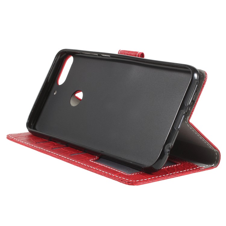 Crocodile Texture Vintage Leather Wallet Stand Phone Case for HTC Desire 12+ / 12 Plus - Red-4