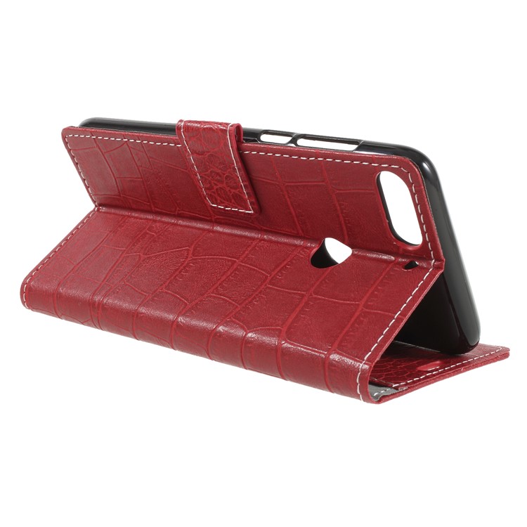 Crocodile Texture Vintage Leather Wallet Stand Phone Case for HTC Desire 12+ / 12 Plus - Red-5