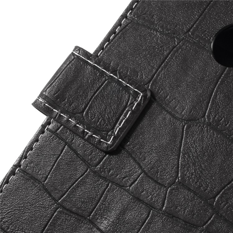 Crocodile Texture Vintage Leather Wallet Stand Folio Casing for HTC Desire 12+ / 12 Plus - Black-10
