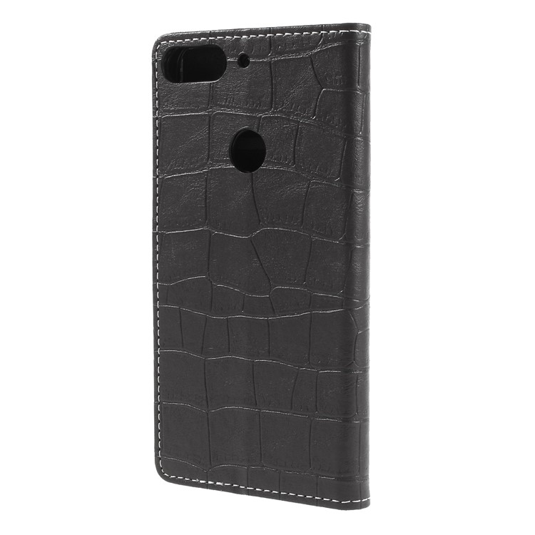Crocodile Texture Vintage Leather Wallet Stand Folio Casing for HTC Desire 12+ / 12 Plus - Black-2