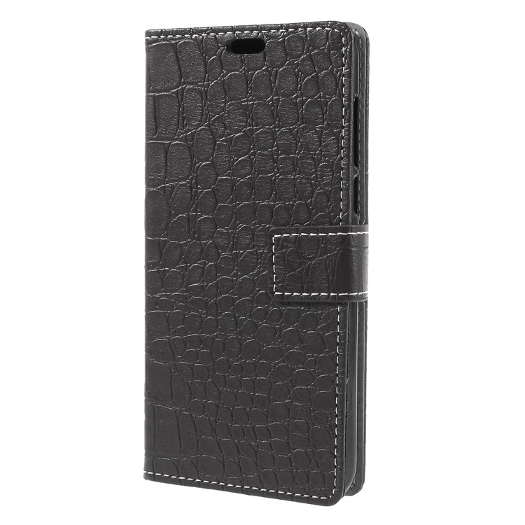 Crocodile Texture Vintage Leather Wallet Stand Folio Casing for HTC Desire 12+ / 12 Plus - Black-3