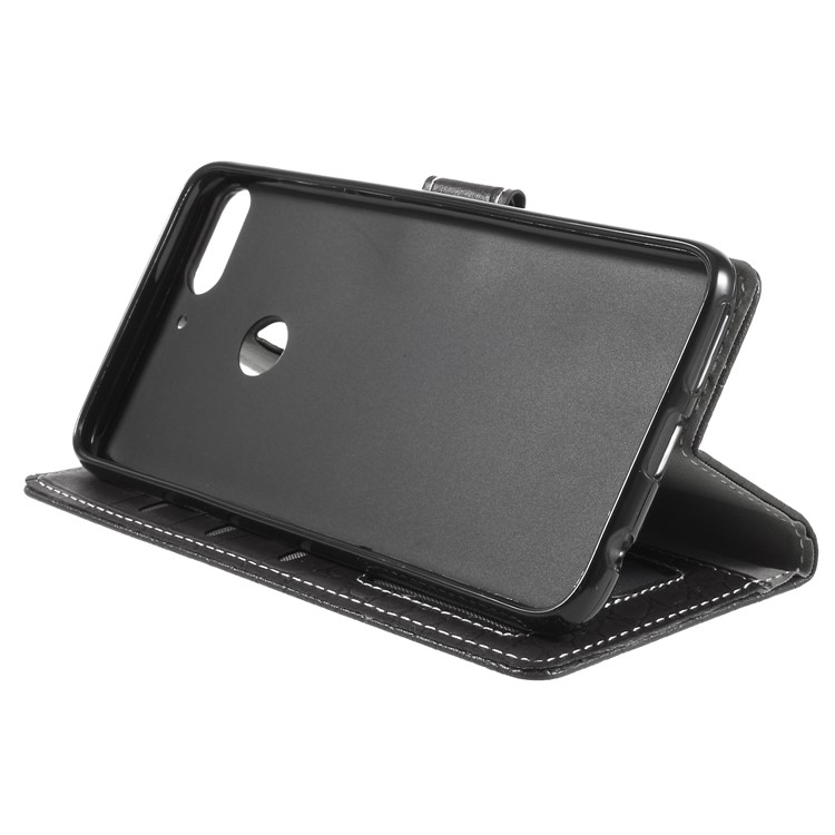 Crocodile Texture Vintage Leather Wallet Stand Folio Casing for HTC Desire 12+ / 12 Plus - Black-4