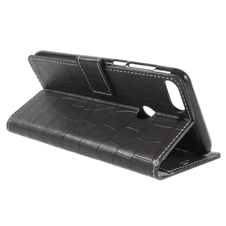 Crocodile Texture Vintage Leather Wallet Stand Folio Casing for HTC Desire 12+ / 12 Plus - Black-5