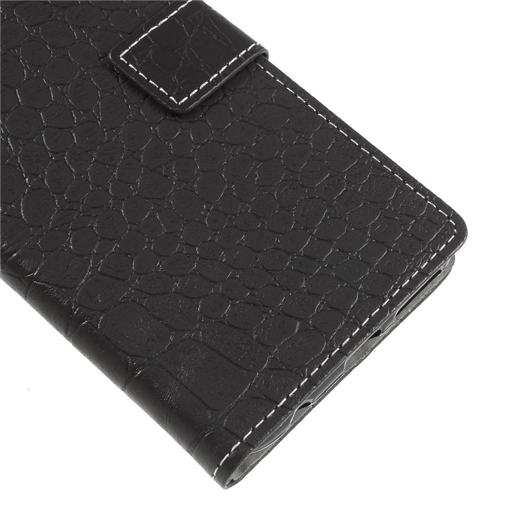 Crocodile Texture Vintage Leather Wallet Stand Folio Casing for HTC Desire 12+ / 12 Plus - Black-7