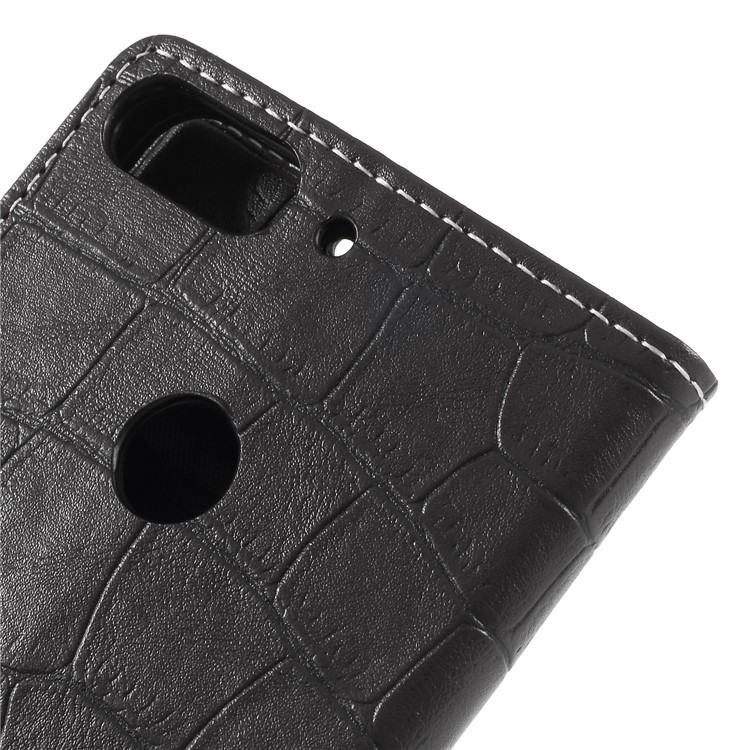 Crocodile Texture Vintage Leather Wallet Stand Folio Casing for HTC Desire 12+ / 12 Plus - Black-8