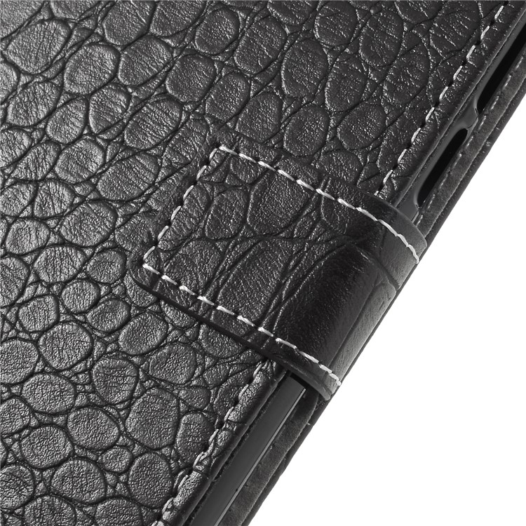 Crocodile Texture Vintage Leather Wallet Stand Folio Casing for HTC Desire 12+ / 12 Plus - Black-9