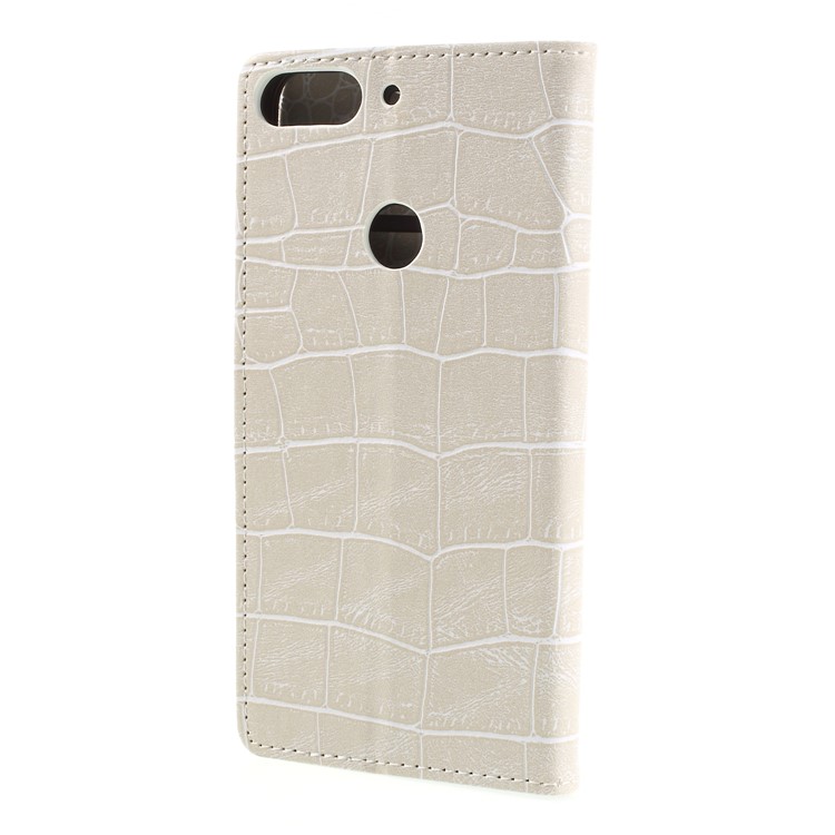 Crocodile Texture Vintage Leather Wallet Phone Cover with Stand for HTC Desire 12+ / 12 Plus - White-2