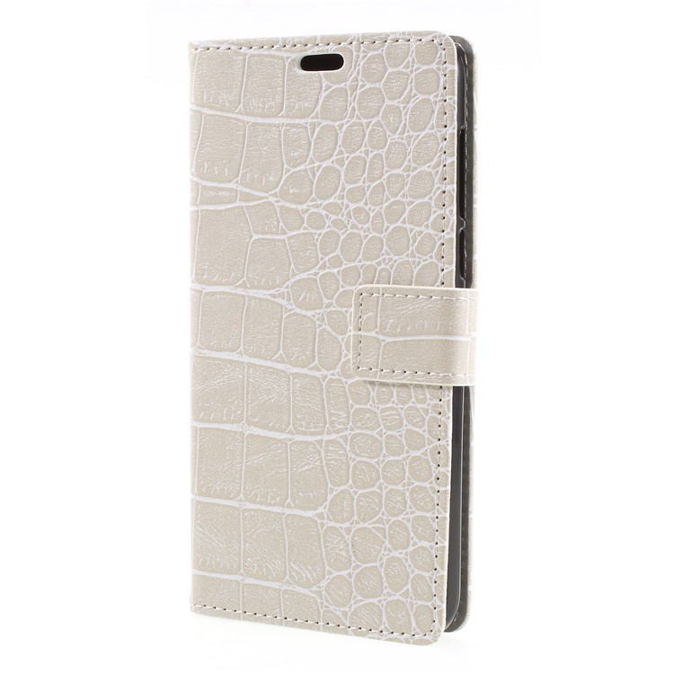 Crocodile Texture Vintage Leather Wallet Phone Cover with Stand for HTC Desire 12+ / 12 Plus - White-3