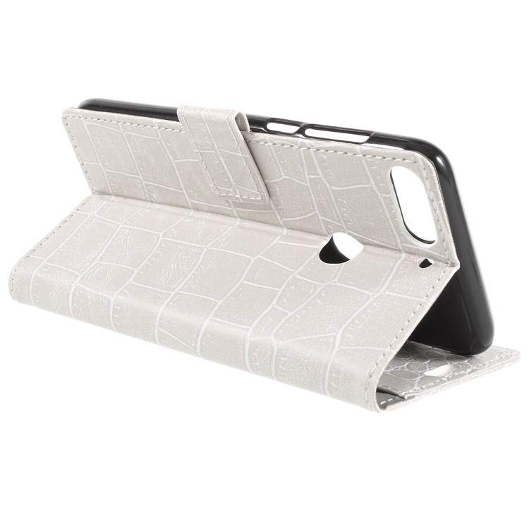 Crocodile Texture Vintage Leather Wallet Phone Cover with Stand for HTC Desire 12+ / 12 Plus - White-5