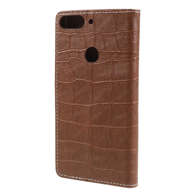 Crocodile Texture Retro Leather Wallet Stand Case Accessory for HTC Desire 12+ / 12 Plus - Brown-2