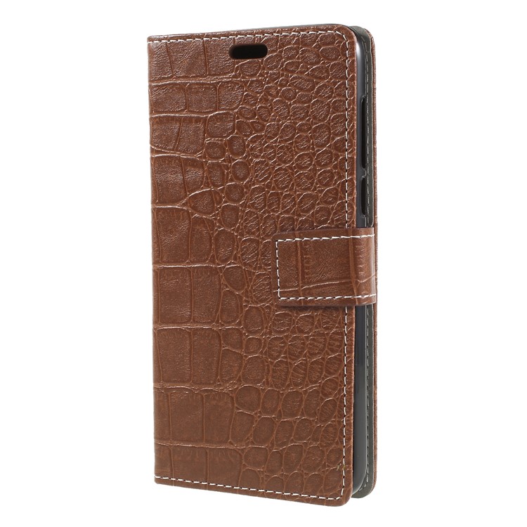 Crocodile Texture Retro Leather Wallet Stand Case Accessory for HTC Desire 12+ / 12 Plus - Brown-3