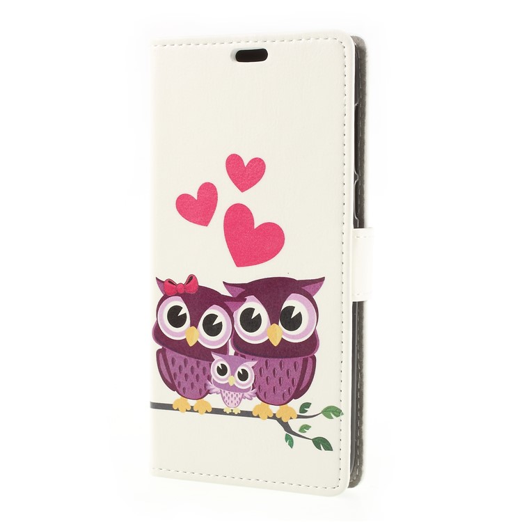 For HTC Desire 12+ / Desire 12 Plus Pattern Printing Leather Wallet Stand Flip Phone Shell - Owls and Hearts-3