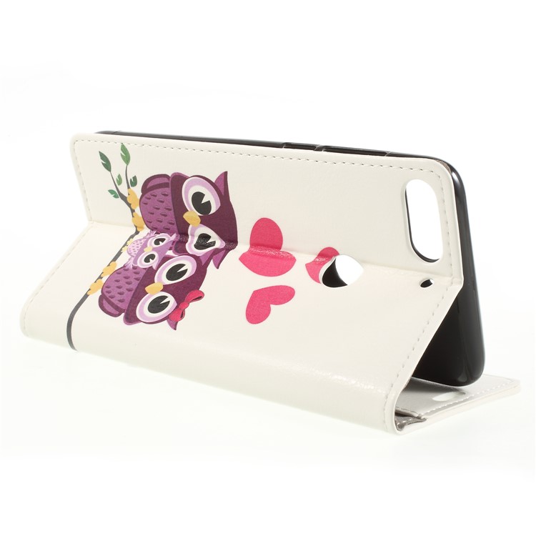 For HTC Desire 12+ / Desire 12 Plus Pattern Printing Leather Wallet Stand Flip Phone Shell - Owls and Hearts-5
