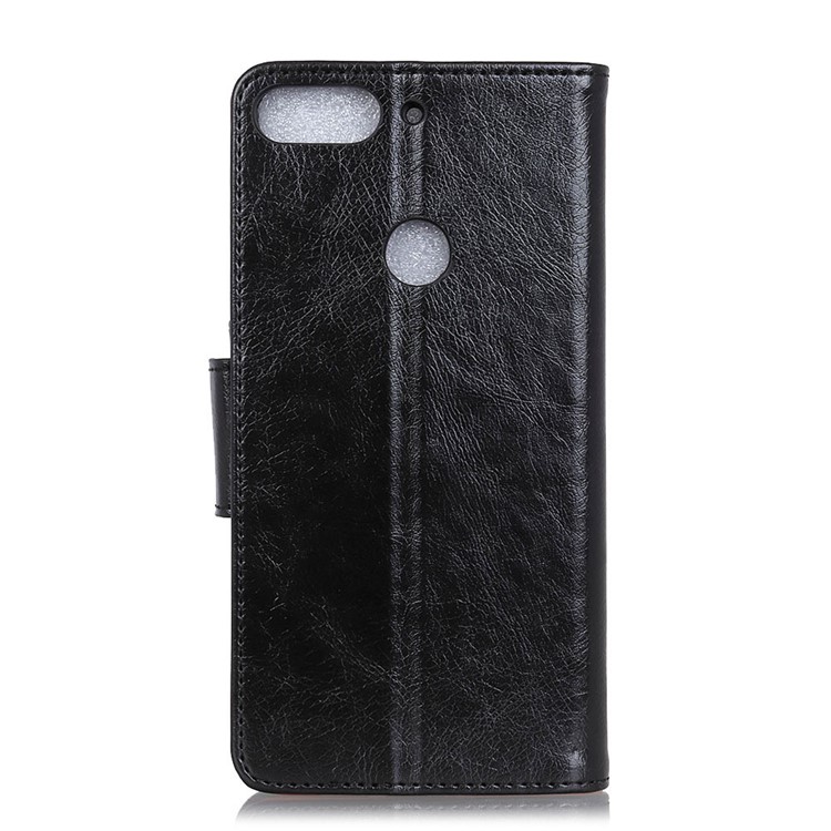 Textured Split Leather Wallet Stand Case for HTC Desire 12+ / 12 Plus - Black-3