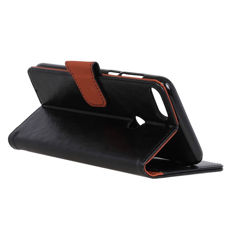 Textured Split Leather Wallet Stand Case for HTC Desire 12+ / 12 Plus - Black-6