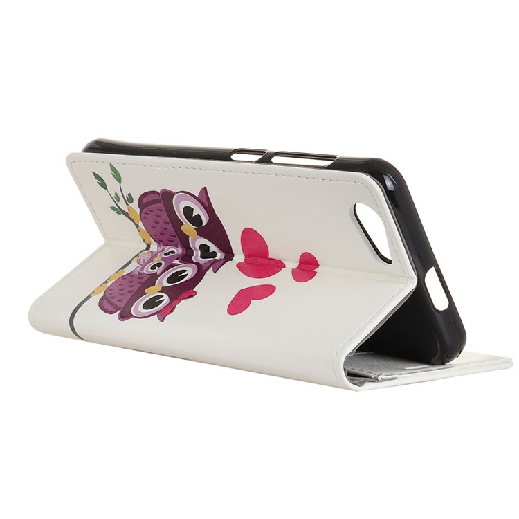 Pattern Printing Stand Leather Wallet Mobile Case for HTC Desire 12 - Sweet Owl Family-4
