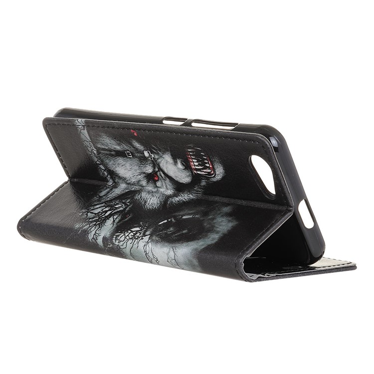 Pattern Printing Stand Leather Wallet Mobile Cover for HTC Desire 12 - Fierce Wolf-4