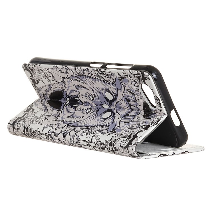Pattern Printing Stand Leather Wallet Mobile Casing for HTC Desire 12 - Abstract Owl-3