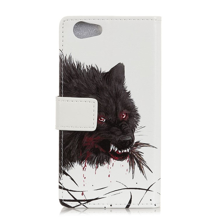 Pattern Printing Stand Leather Wallet Phone Case for HTC Desire 12 - Bloody Wolf-2