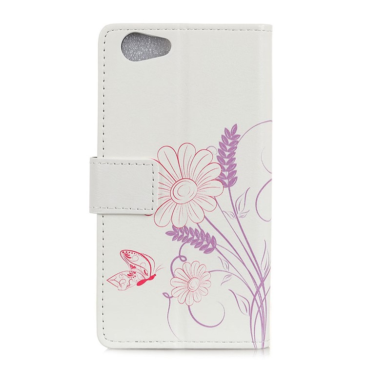 Pattern Printing Stand Leather Wallet Phone Cover for HTC Desire 12 - Butterfly and Flower-2