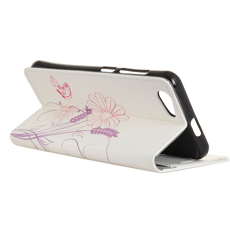 Pattern Printing Stand Leather Wallet Phone Cover for HTC Desire 12 - Butterfly and Flower-3