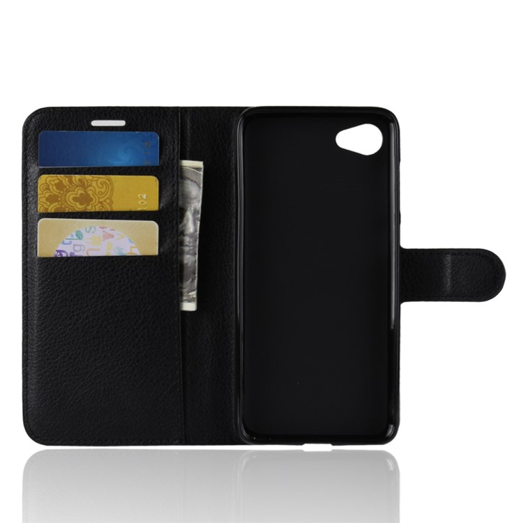 Litchi Skin Wallet Leather Stand Case for HTC Desire 12 - Black-3
