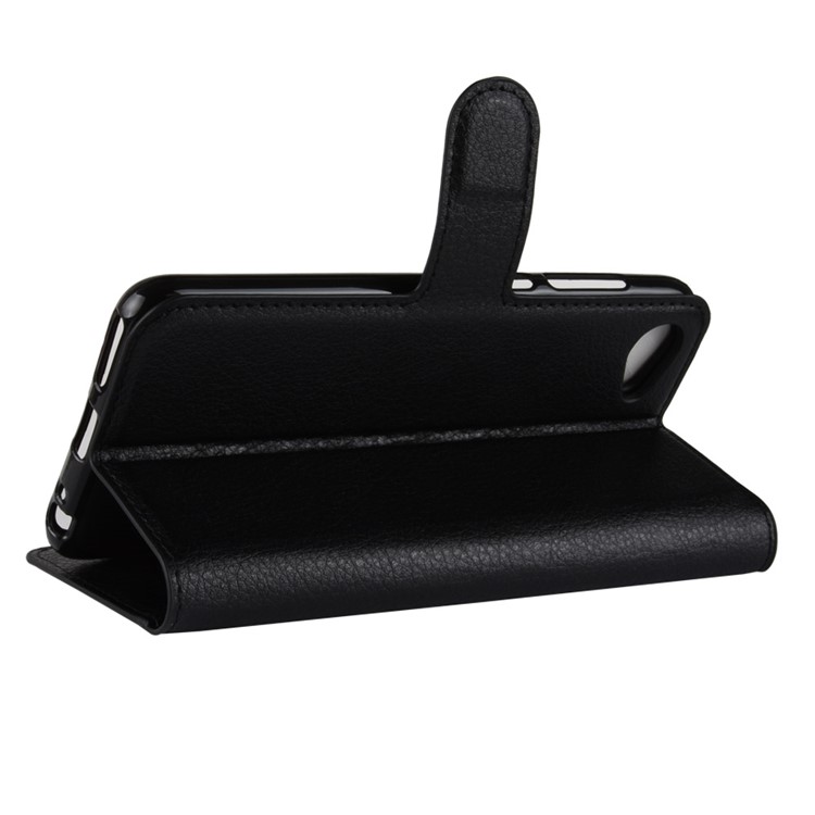 Litchi Skin Wallet Leather Stand Case for HTC Desire 12 - Black-5