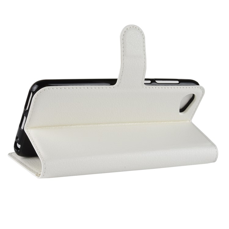Litchi Skin Wallet Leather Stand Cover for HTC Desire 12 - White-5