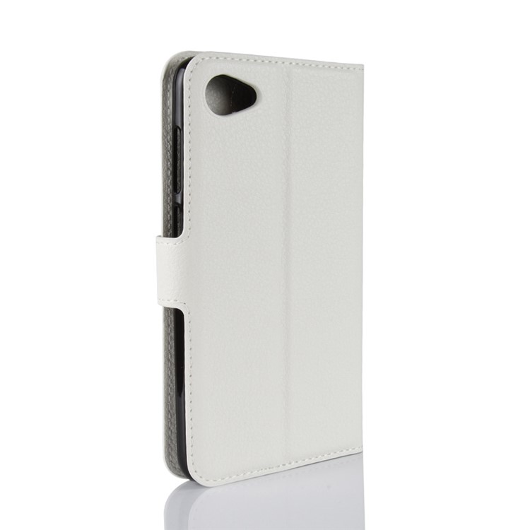 Litchi Skin Wallet Leather Stand Cover for HTC Desire 12 - White-6
