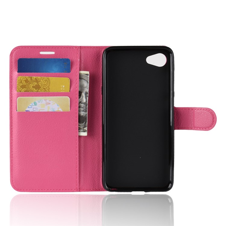 Litchi Skin Magnetic Leather Stand Case for HTC Desire 12 - Rose-3