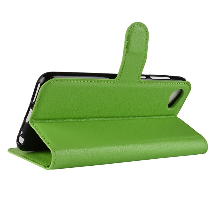 Litchi Skin Leather Stand Case with Card Slots for HTC Desire 12 - Green-5