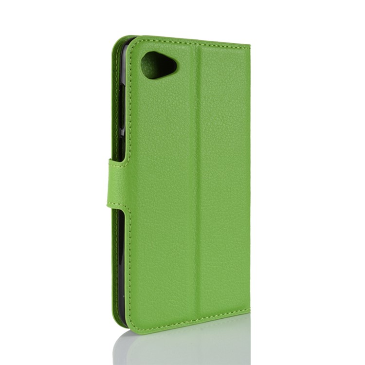 Litchi Skin Leather Stand Case with Card Slots for HTC Desire 12 - Green-6