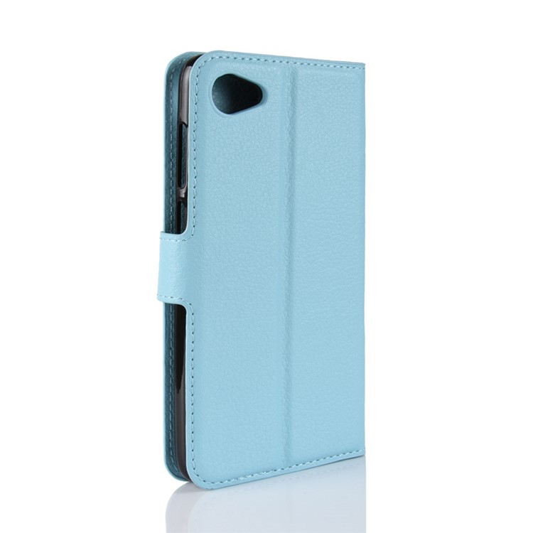 Litchi Skin Leather Stand Cover with Card Slots for HTC Desire 12 - Dark Blue-6