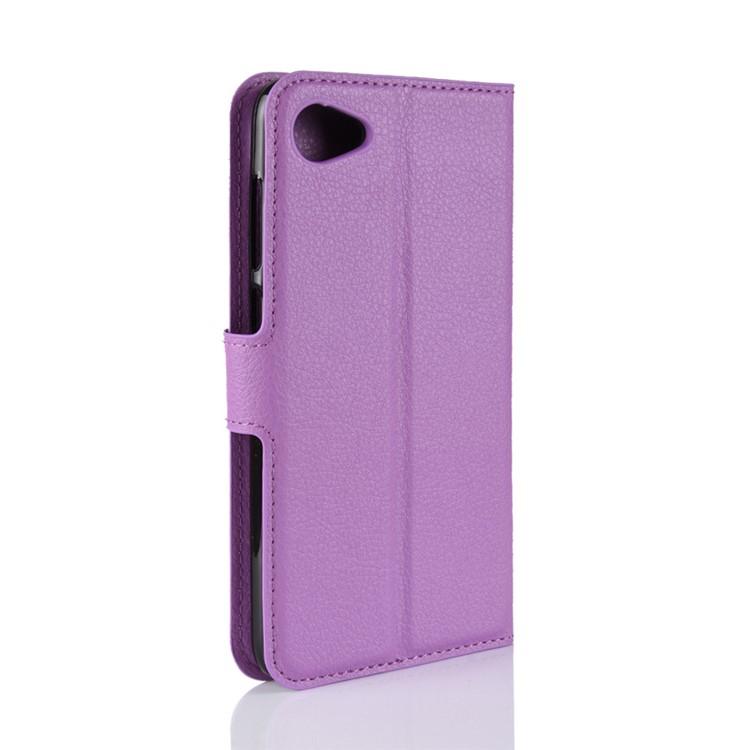 Litchi Skin Wallet Leather Case with Stand for HTC Desire 12 - Purple-6