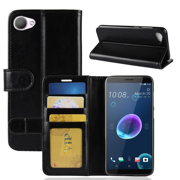 Crazy Horse Wallet Leather Stand Case for HTC Desire 12 - Black-15