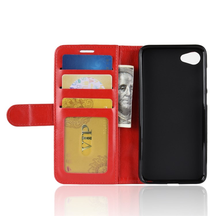 Crazy Horse Wallet Leather Magnetic Case for HTC Desire 12 - Red-9