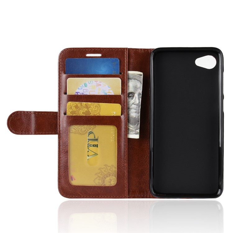 Crazy Horse Wallet Leather Cell Phone Case for HTC Desire 12 - Brown-3
