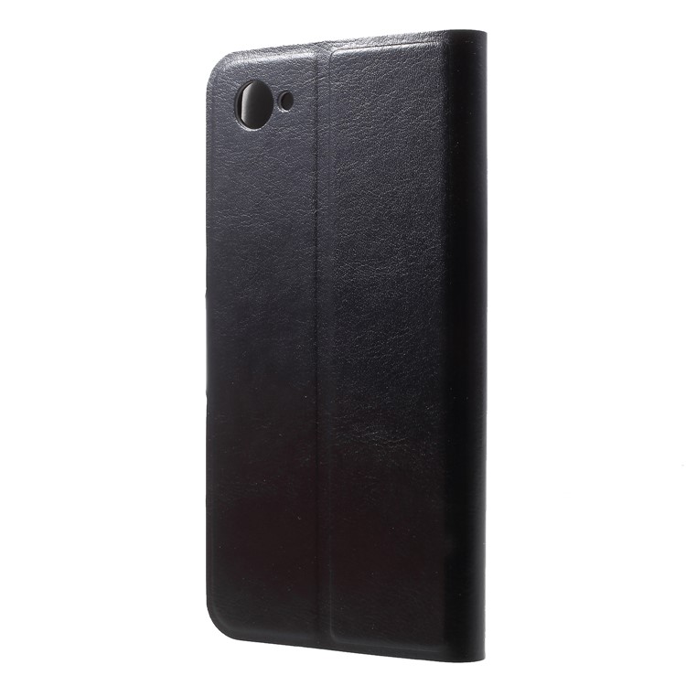 Crazy Horse Wallet Magnetic Stand Leather Case (Built-in Steel Sheet) for HTC Desire 12 - Black-2