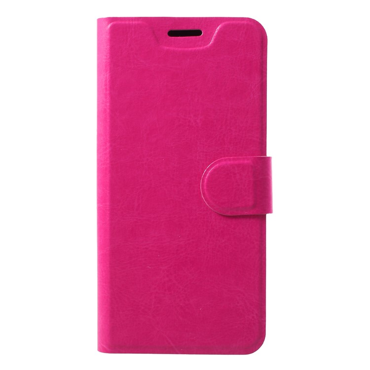 Crazy Horse Wallet Magnetic Stand Leather Cover (Built-in Steel Sheet) for HTC Desire 12 - Rose-1